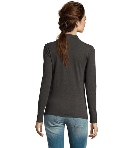 PERFECT DAMEN LSL POLO 180 - Charcoal Melange bedrucken, Art.-Nr. S02083-CE-L PERFECT DAMEN LSL POLO 180 - Charcoal Melange bedrucken, Art.-Nr. S02083-CE-L