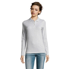 PERFECT DAMEN LSL POLO 180 - Ash bedrucken, Art.-Nr. S02083-AS-XXL