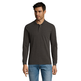 PERFECT MEN LSL POLO 180g - Charcoal Melange bedrucken, Art.-Nr. S02087-CE-M