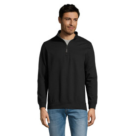 STAN Sweater Zip Kragen 260 - Schwarz bedrucken, Art.-Nr. S02088-BK-XXL