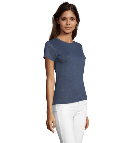 REGENT FIT WOMEN 150g - Heather Denim bedrucken, Art.-Nr. S02758-HD-L