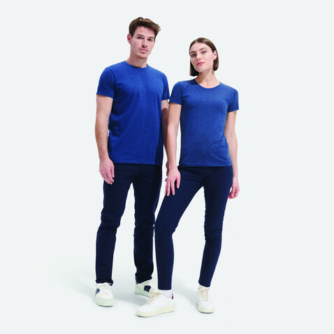 REGENT FIT WOMEN 150g - Heather Denim bedrucken, Art.-Nr. S02758-HD-L