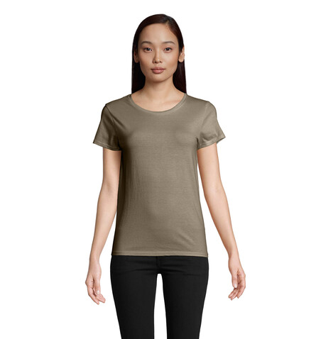 PIONEER WOMEN T-Shirt 175g - Khaki bedrucken, Art.-Nr. S03579-KH-L