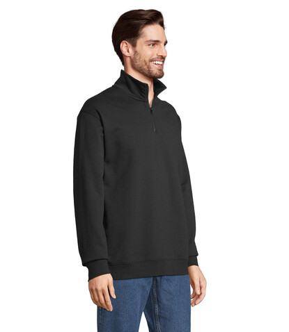 CONRAD Sweater Zip Kragen - Schwarz bedrucken, Art.-Nr. S04234-BK-L