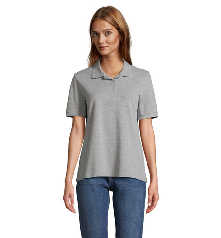 PACIFIC DAMEN POLO - Grau-Melange 2 bedrucken, Art.-Nr. S04440-GY-3XL
