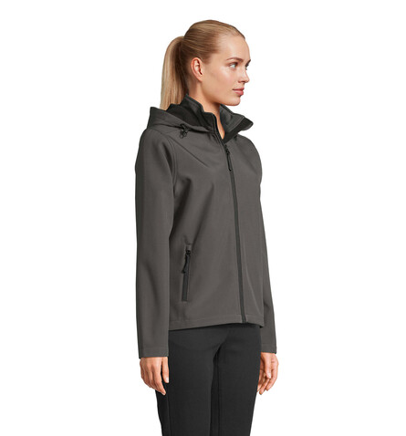 RACE DAMEN-KAPUZENJACKE - Anthrazitgrau bedrucken, Art.-Nr. S04448-CR-L
