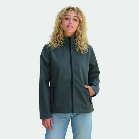 RACE DAMEN-KAPUZENJACKE - Anthrazitgrau bedrucken, Art.-Nr. S04448-CR-L