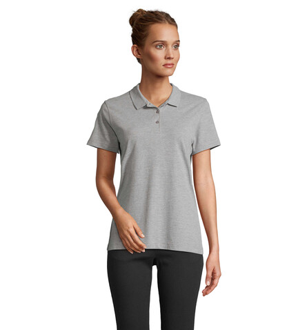 PULSE DAMEN POLO - Grau-Melange 2 bedrucken, Art.-Nr. S04501-GY-S