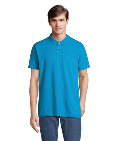PULSE UNISEX POLO - Aqua bedrucken, Art.-Nr. S04502-AQ-XXL
