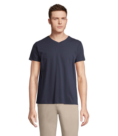 REGENT V V-NECK T-SHIRT - French Navy bedrucken, Art.-Nr. S04765-FN-M