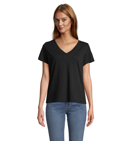 REGENT V T-SHIRT WOMEN - Deep Black bedrucken, Art.-Nr. S04766-DB-XS REGENT V T-SHIRT WOMEN - Deep Black bedrucken, Art.-Nr. S04766-DB-XS