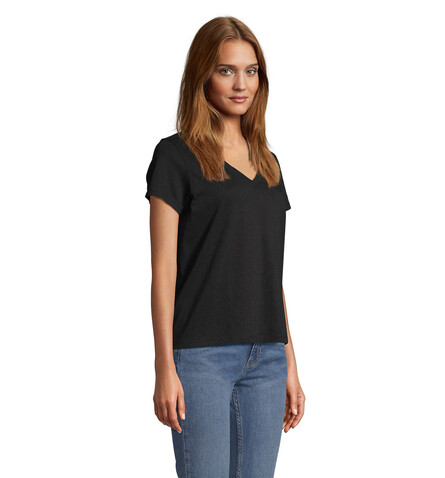 REGENT V T-SHIRT WOMEN - Deep Black bedrucken, Art.-Nr. S04766-DB-XS REGENT V T-SHIRT WOMEN - Deep Black bedrucken, Art.-Nr. S04766-DB-XS