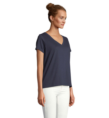 REGENT V T-SHIRT WOMEN - French Navy bedrucken, Art.-Nr. S04766-FN-M