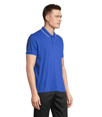 PALERMO POLO-SHIRT - Königsblau/Weiß bedrucken, Art.-Nr. S04769-RW-XXL