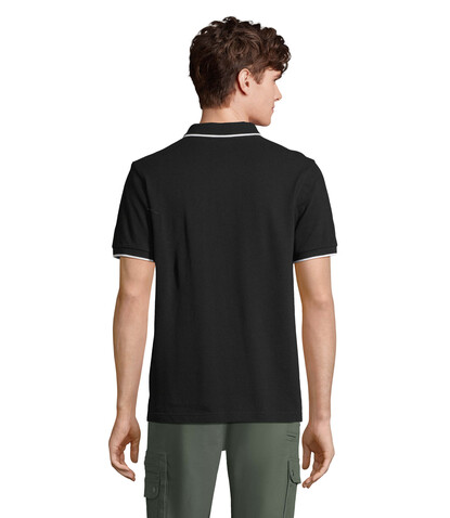 PALERMO POLO-SHIRT - Schwarz / Weiß bedrucken, Art.-Nr. S04769-BC-M