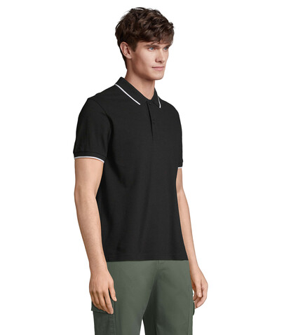 PALERMO POLO-SHIRT - Schwarz / Weiß bedrucken, Art.-Nr. S04769-BC-M