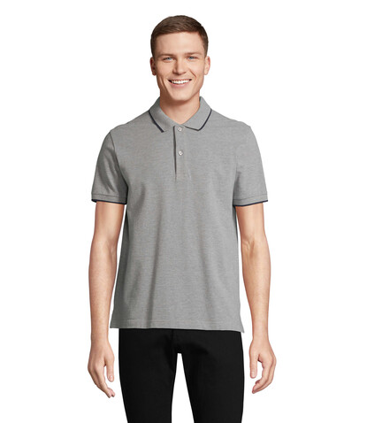 PALERMO POLO-SHIRT - Grey Melange/ French Navy bedrucken, Art.-Nr. S04769-GF-L PALERMO POLO-SHIRT - Grey Melange/ French Navy bedrucken, Art.-Nr. S04769-GF-L