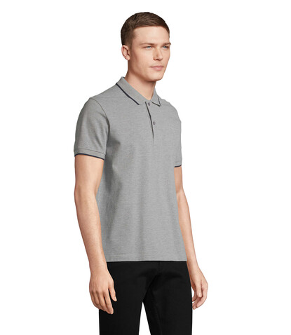 PALERMO POLO-SHIRT - Grey Melange/ French Navy bedrucken, Art.-Nr. S04769-GF-L PALERMO POLO-SHIRT - Grey Melange/ French Navy bedrucken, Art.-Nr. S04769-GF-L