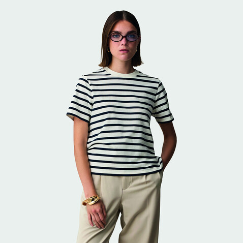 LEGEND DAMEN-T-SHIRT - Off White| Navy bedrucken, Art.-Nr. S04776-AZ-XL