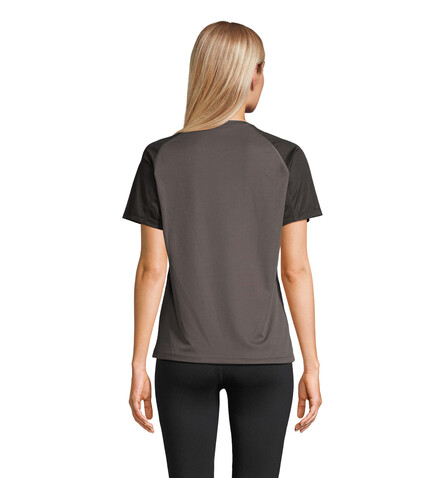 VORTEX WOMEN RAGLAN T-SHIRT - Black/Charcoal Grey bedrucken, Art.-Nr. S04788-BI-L