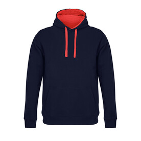 CAMERON HOODED SWEATSHIRT - French Navy/Bright Red bedrucken, Art.-Nr. S04853-FM-XXL