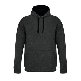 CAMERON HOODED SWEATSHIRT - Charcoal Melange/Black bedrucken, Art.-Nr. S04853-TH-XXL