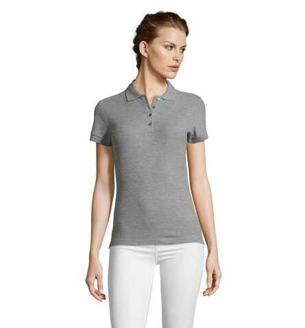PEOPLE DAMEN POLO 210g - Grau-Melange 2 bedrucken, Art.-Nr. S11310-GY-S