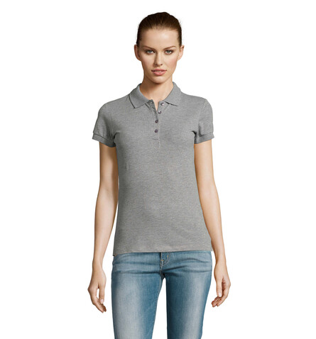PASSION DAMEN POLO 170g - Grau-Melange 2 bedrucken, Art.-Nr. S11338-GY-XL
