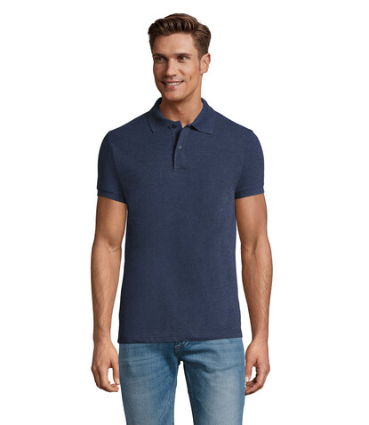 PERFECT MEN Polo 180g - Heather Denim bedrucken, Art.-Nr. S11346-HD-XL