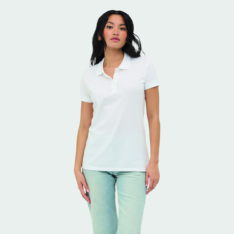 PERFECT DAMEN POLO 180g - White bedrucken, Art.-Nr. S11347-WH-S