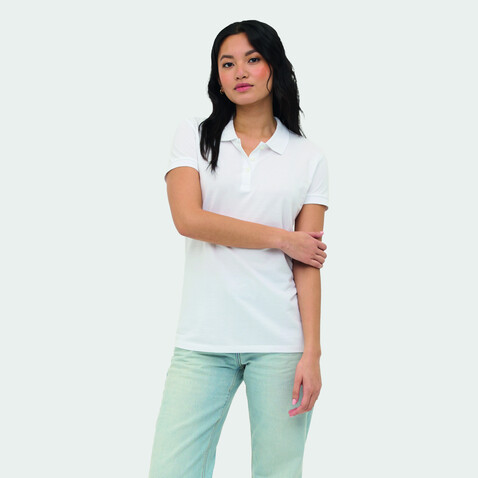 PERFECT DAMEN POLO 180g - White bedrucken, Art.-Nr. S11347-WH-S