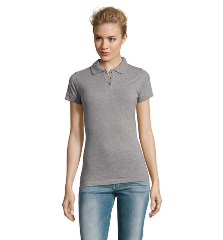 PERFECT DAMEN POLO 180g - Grau-Melange 2 bedrucken, Art.-Nr. S11347-GY-XL