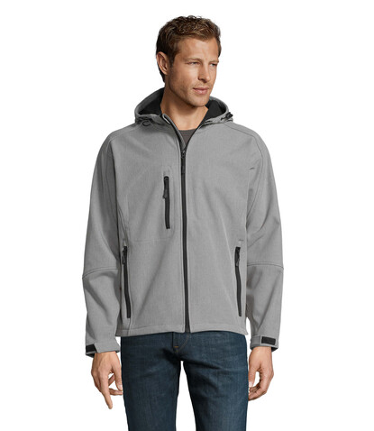 REPLAY Herren Jacke 340g - Graue Melange bedrucken, Art.-Nr. S46602-GM-3XL