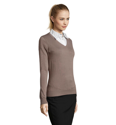 GALAXY WOMEN V-NECK SWEATER - Medium Grey bedrucken, Art.-Nr. S90010-EP-XS GALAXY WOMEN V-NECK SWEATER - Medium Grey bedrucken, Art.-Nr. S90010-EP-XS