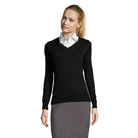 GALAXY WOMEN V-NECK SWEATER - Schwarz bedrucken, Art.-Nr. S90010-BK-XXL