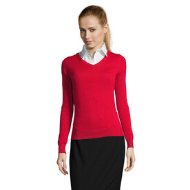 GALAXY WOMEN V-NECK SWEATER - Red bedrucken, Art.-Nr. S90010-RD-XXL