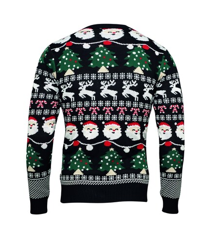 Weihnachts-LED-Pullover L/XL - Schwarz bedrucken, Art.-Nr. CX1554-03