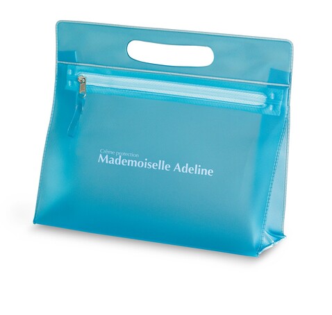 Transparente Kosmetiktasche - Blau bedrucken, Art.-Nr. IT2558-04 Transparente Kosmetiktasche - Blau bedrucken, Art.-Nr. IT2558-04