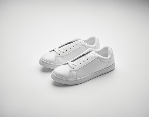 Sneakers aus PU Gr. 39 - Weiß bedrucken, Art.-Nr. MO2039-06 Sneakers aus PU Gr. 39 - Weiß bedrucken, Art.-Nr. MO2039-06