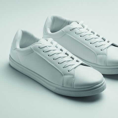 Sneakers aus PU Gr. 42 - Weiß bedrucken, Art.-Nr. MO2042-06
