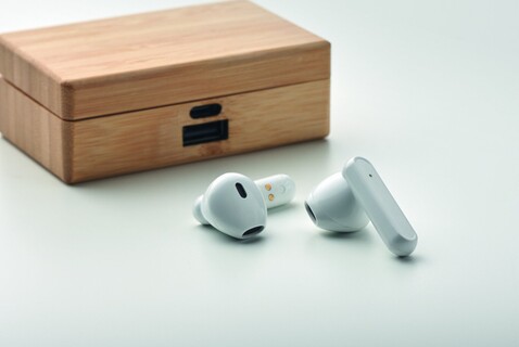 TWS 5.3 wireless Ohrhörer-Set - Holz bedrucken, Art.-Nr. MO2303-40