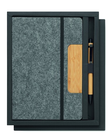 DIN A5 RPET Notizbuch-Set - Steingrau bedrucken, Art.-Nr. MO2390-15 DIN A5 RPET Notizbuch-Set - Steingrau bedrucken, Art.-Nr. MO2390-15