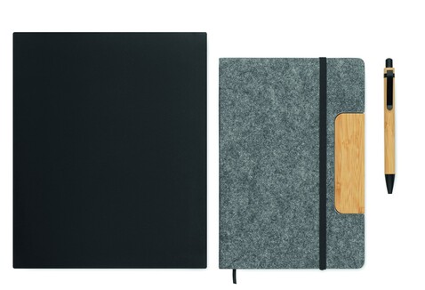 DIN A5 RPET Notizbuch-Set - Steingrau bedrucken, Art.-Nr. MO2390-15 DIN A5 RPET Notizbuch-Set - Steingrau bedrucken, Art.-Nr. MO2390-15