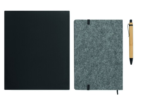 DIN A5 RPET Notizbuch-Set - Steingrau bedrucken, Art.-Nr. MO2390-15 DIN A5 RPET Notizbuch-Set - Steingrau bedrucken, Art.-Nr. MO2390-15
