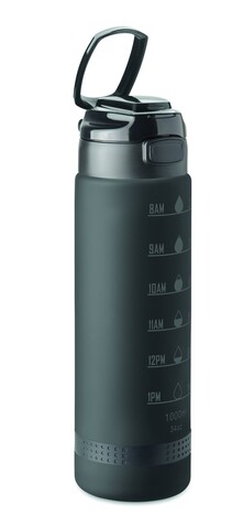Sport-Trinkflasche RPET 1L - Schwarz bedrucken, Art.-Nr. MO2409-03 Sport-Trinkflasche RPET 1L - Schwarz bedrucken, Art.-Nr. MO2409-03