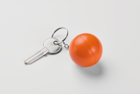 Schlüsselring Kugelform PU - Orange bedrucken, Art.-Nr. MO2454-10 Schlüsselring Kugelform PU - Orange bedrucken, Art.-Nr. MO2454-10