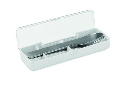 Besteck-Set Edelstahl - Weiß bedrucken, Art.-Nr. MO2677-06