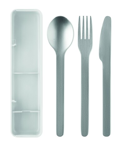 Besteck-Set Edelstahl - Weiß bedrucken, Art.-Nr. MO2677-06