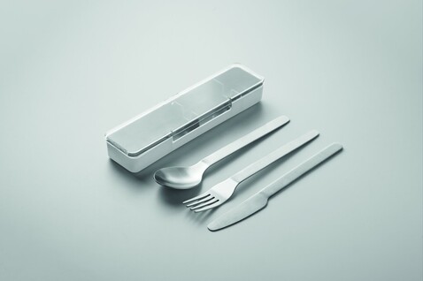 Besteck-Set Edelstahl - Weiß bedrucken, Art.-Nr. MO2677-06