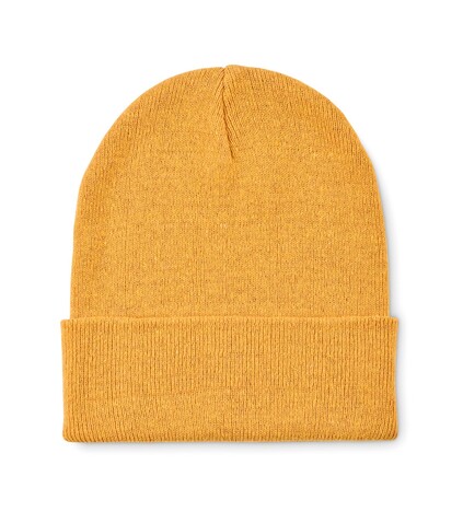 Beanie mit Bündchen - Gelb bedrucken, Art.-Nr. MO2705-08 Beanie mit Bündchen - Gelb bedrucken, Art.-Nr. MO2705-08